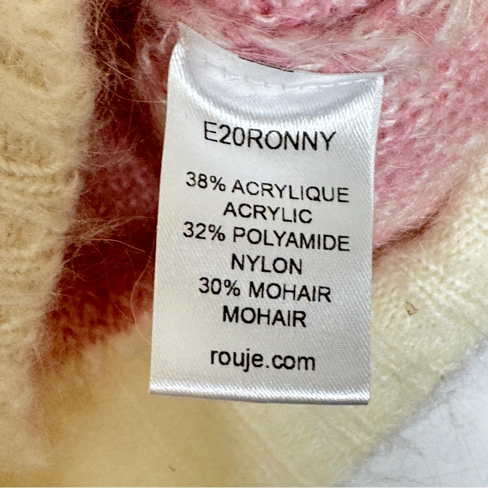 Rouje Pink Ronny Cardigan Plaid Coquette Sweater Soft Fuzzy Top SZ Small FR 36 - Picture 11 of 16